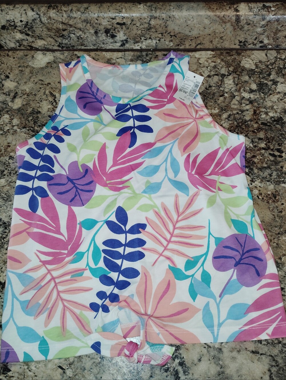 George Girls' Tropical Leaf Tank Top - Pink, Purple, Blue & Green.Nwt Xl